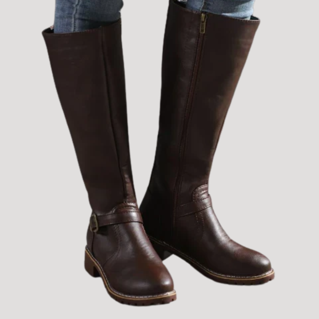 High Women's Riding Boots with Buckle Detail