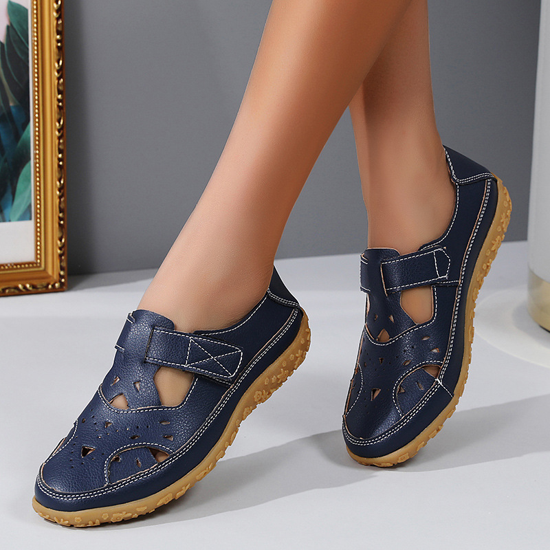 Comfortable Summer Shoes with Velcro and Perforated Design EB