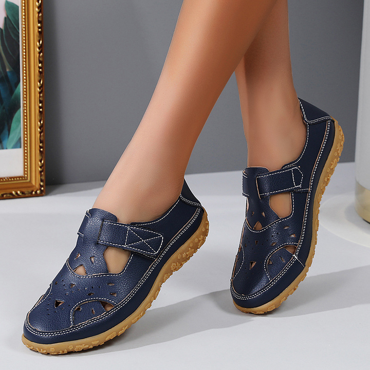 Comfortable Summer Shoes with Velcro and Perforated Design EB