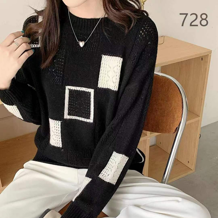 Emma - Geometric Cozy Block Sweater