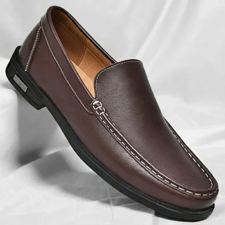 Men's Leather Moccasins with Contrasting Stitching