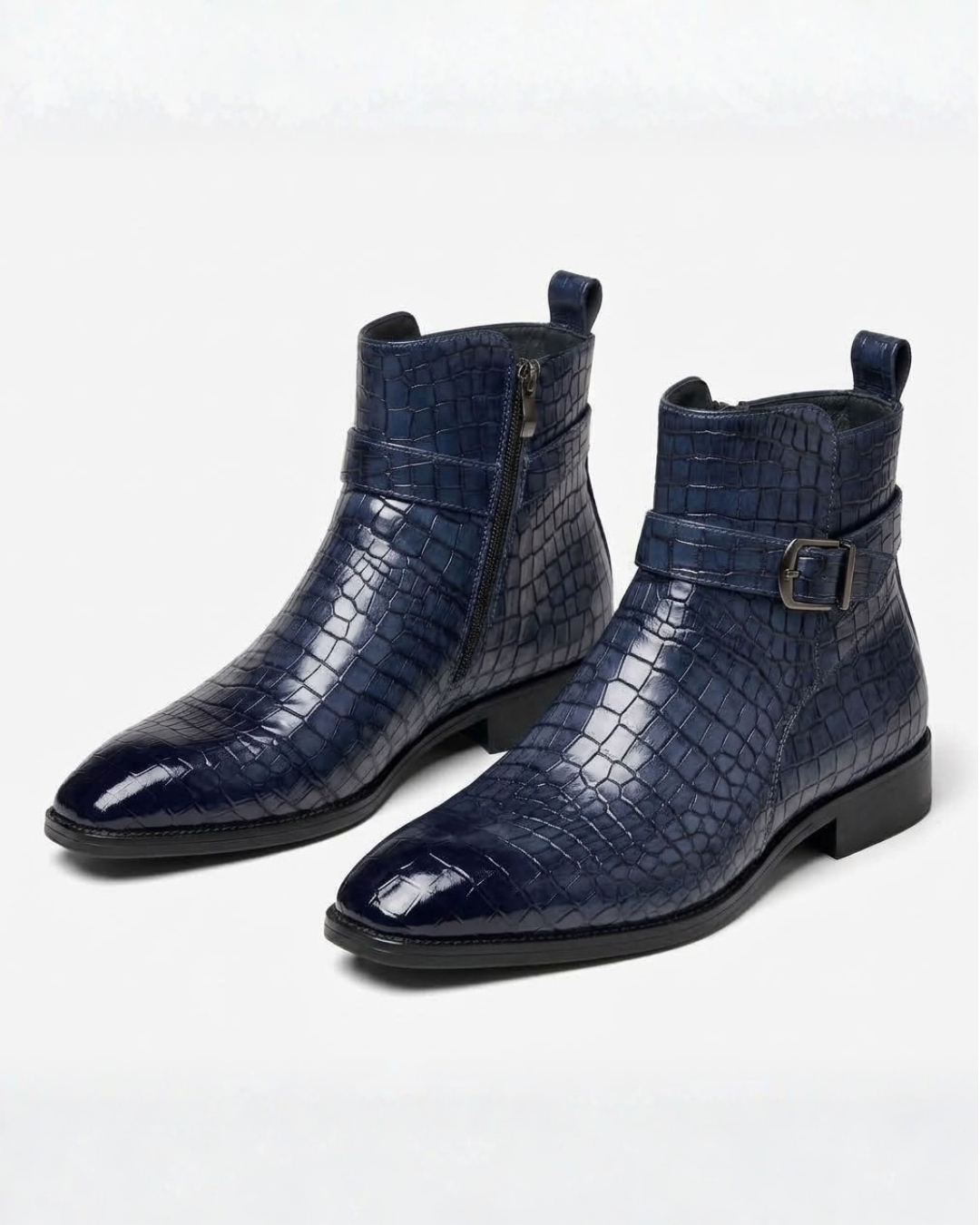 Mid-High Textured Boots with Side Zip