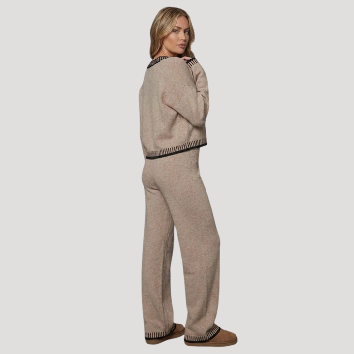 Women's Knit Cardigan and Wide Leg Pants Set