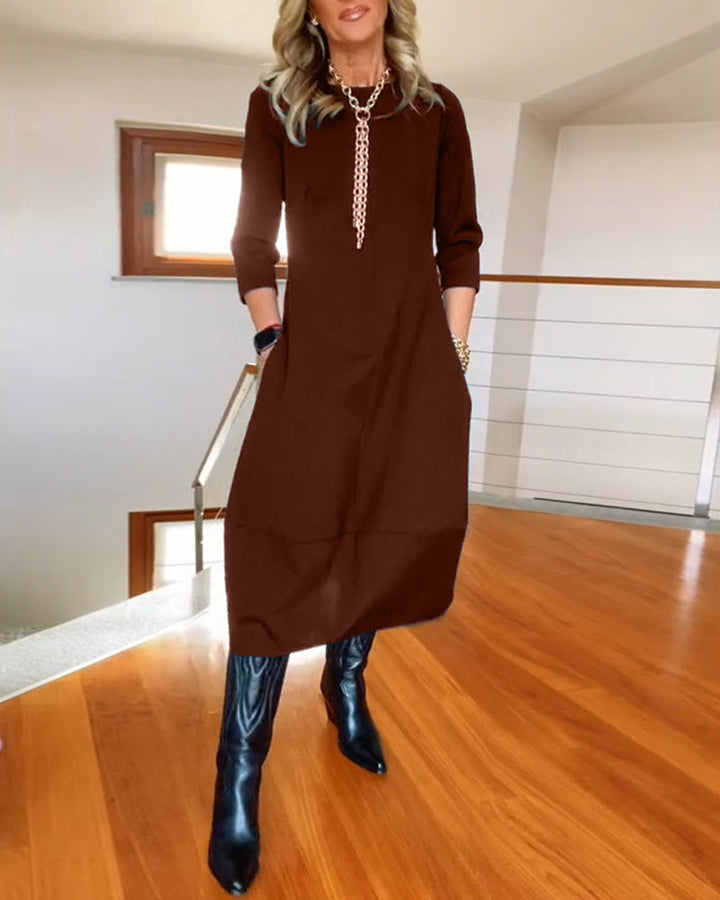 Elegant Vintage Maxi Dress for Women with Pockets