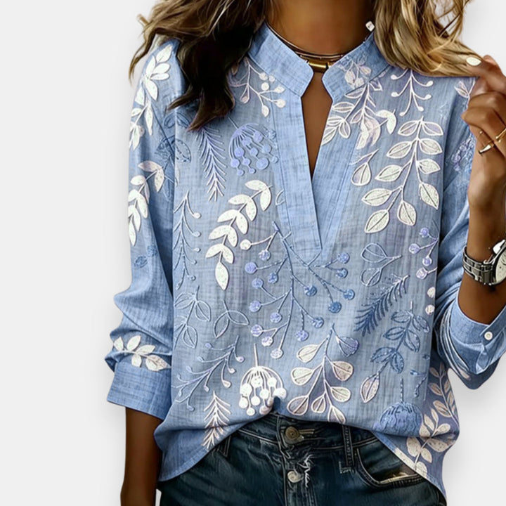 Anavira Patterned Women's Blouse with Relaxed Fit - Elena Harper