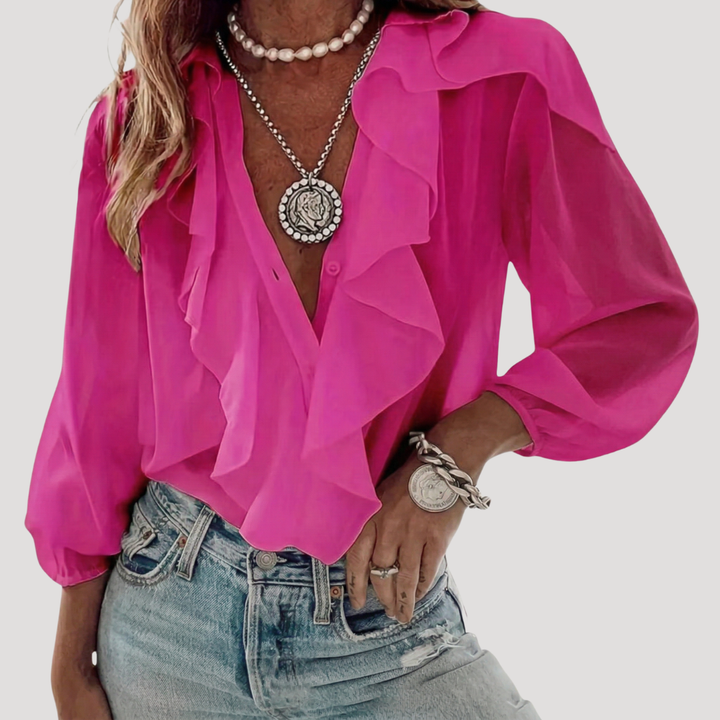 Women's Bohemian Ruffled Blouse with Long Sleeves