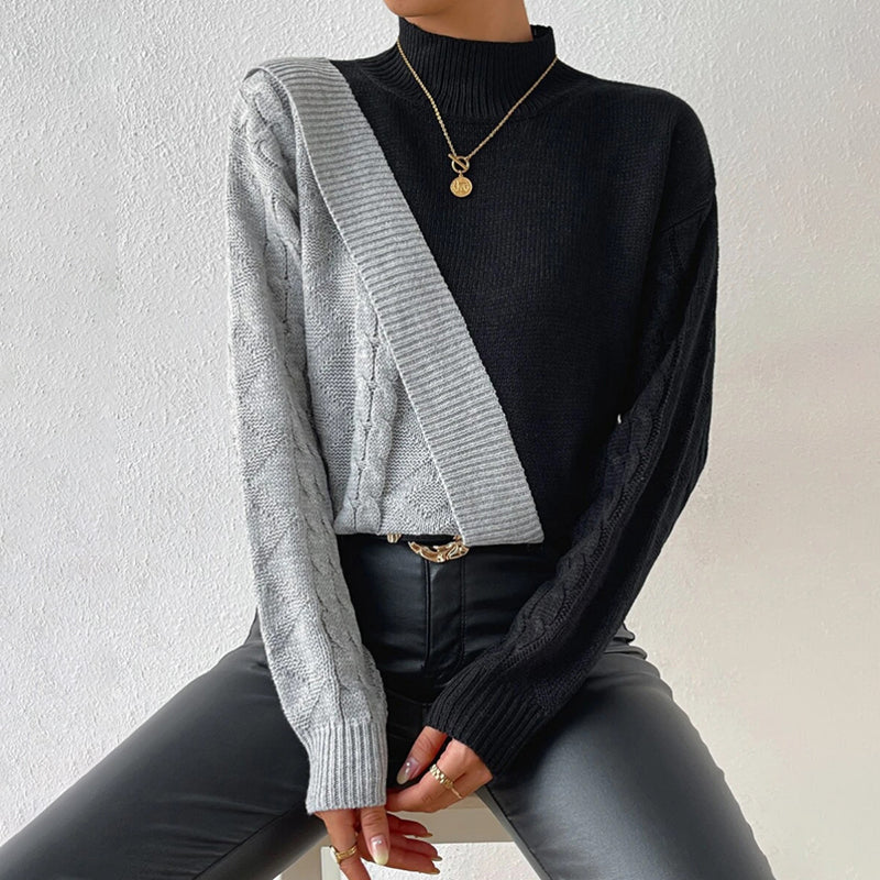 Casual Knit Patchwork Pullover