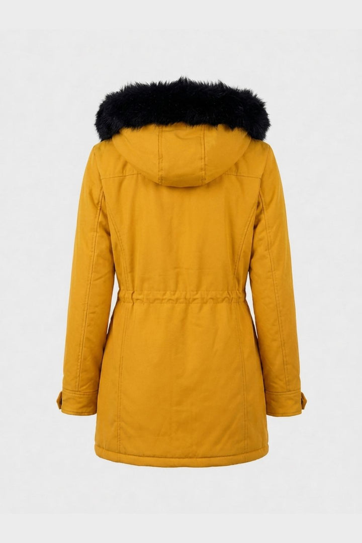 Women’s Hooded Parka | Waist Drawstring & Front Pockets