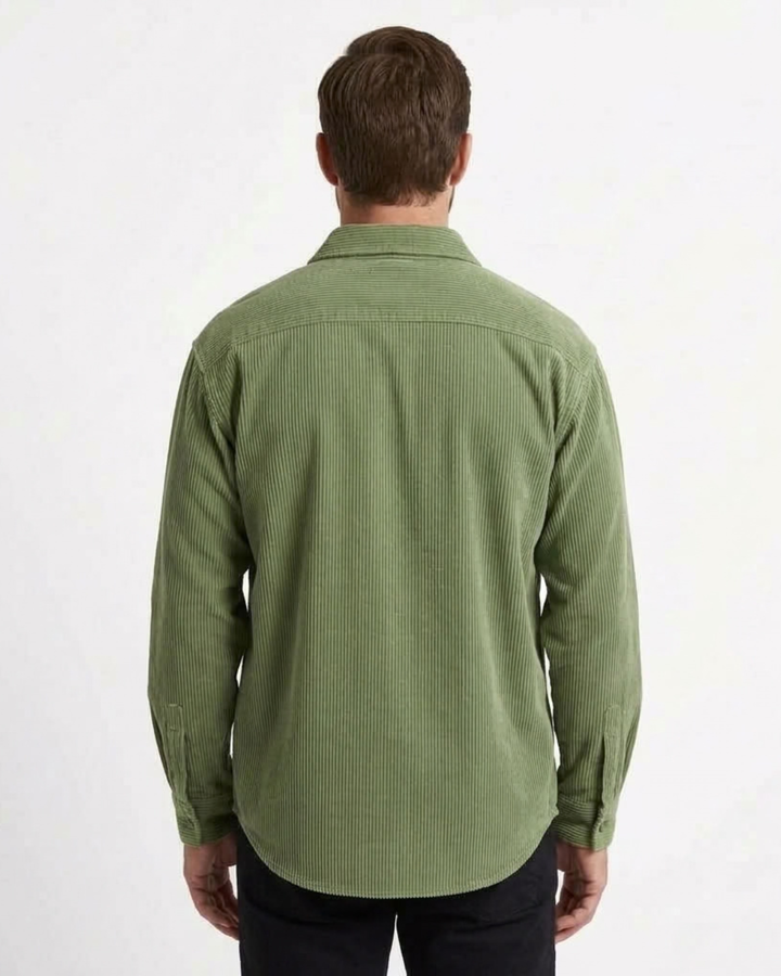 Textured Button-Front Overshirt For Men
