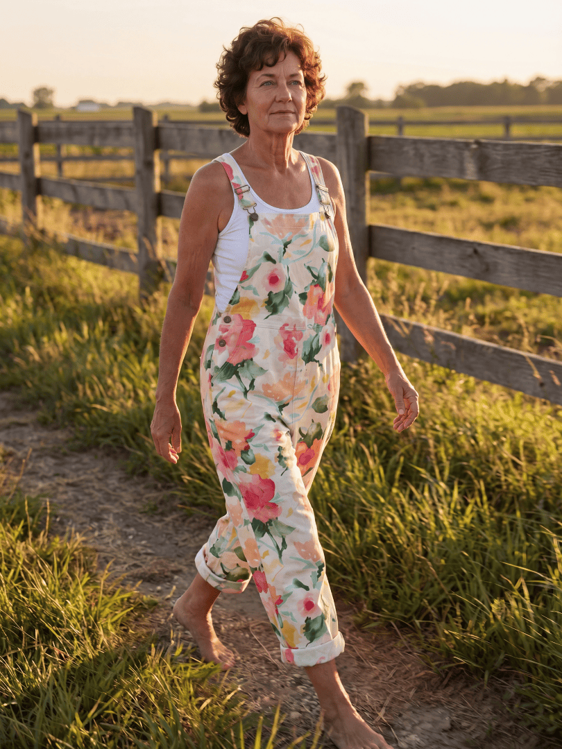 Emma & Rose Cape Town Jose™ soft floral jumpsuit featuring a relaxed fit with delicate floral patterns and adjustable straps.