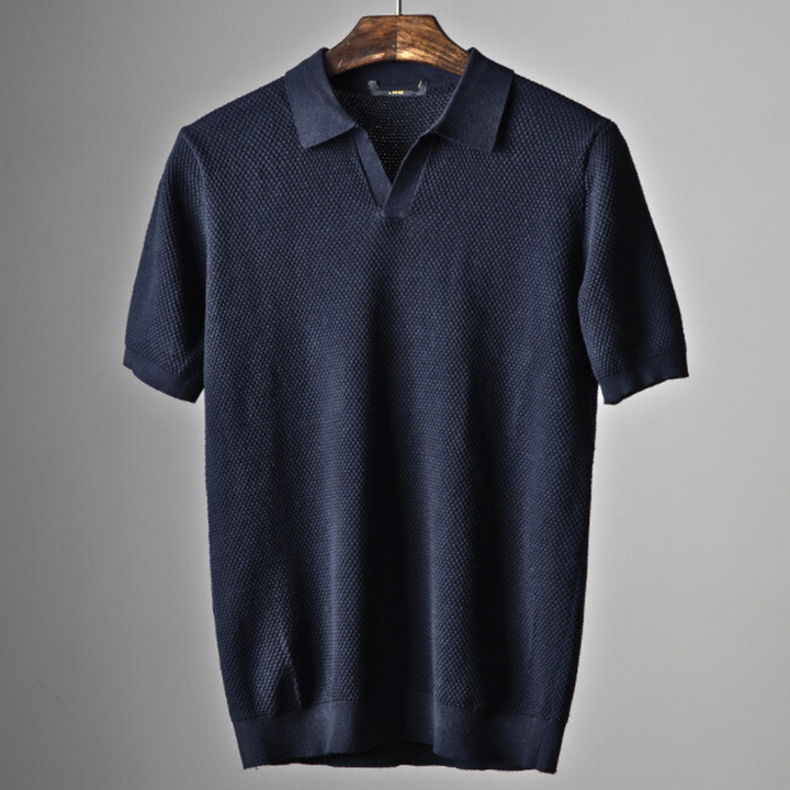 Cove Casual Knit Polo Shirt, view 3 - Elena Harper