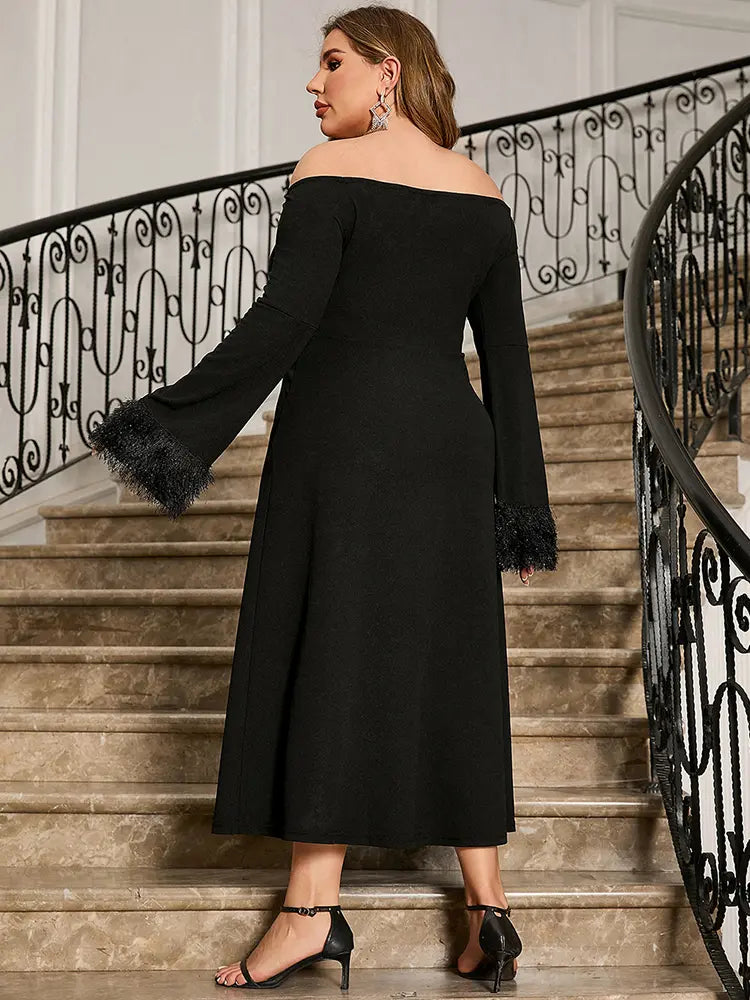 Elegant One-Shoulder Long Sleeve Dress