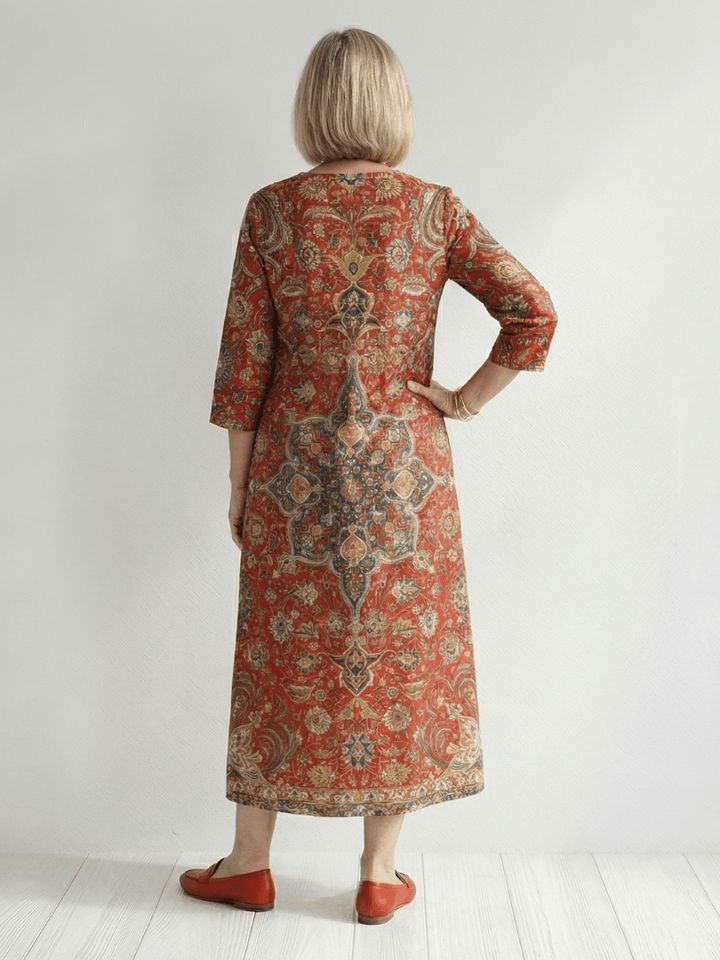 Carter™ Ease Patchwork Midi Dress by Emma & Rose Cape Town featuring a stylish patchwork design and midi length silhouette.