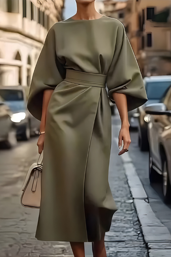 Mira™ | Elegant Midi Dress with Belt