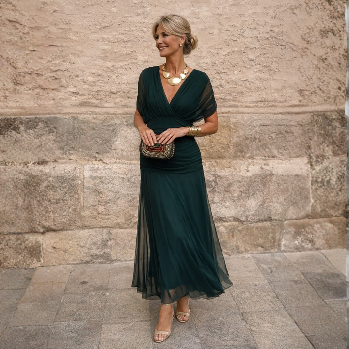 Mikaela™ | Belly-Camouflaging Off-Shoulder Maxi Dress