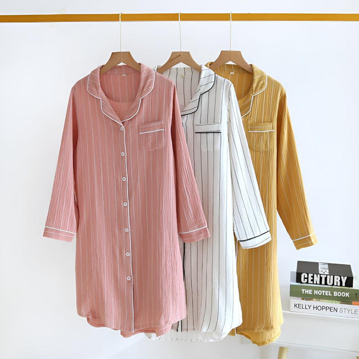 Pastel Stripe Cotton Nightgown