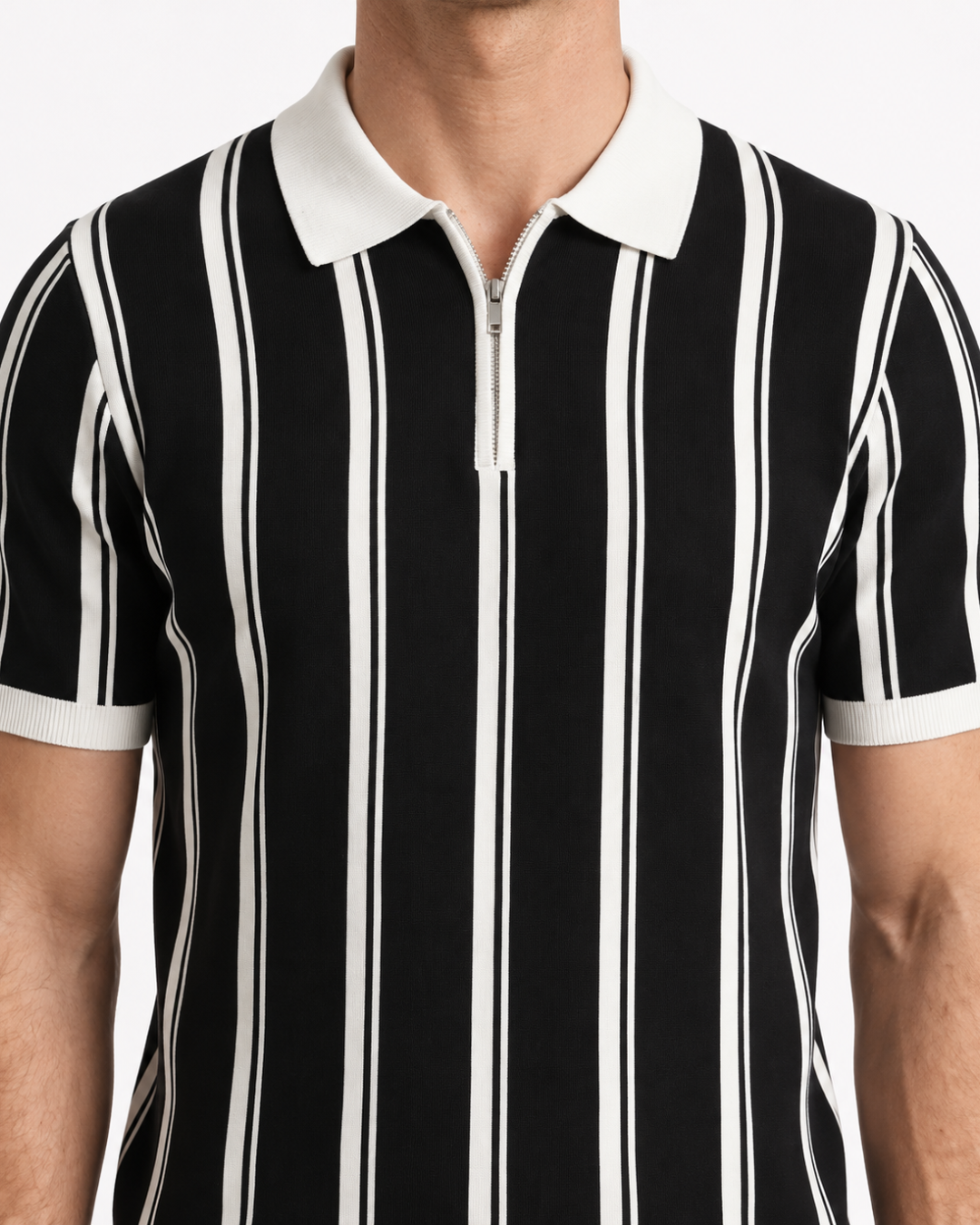 Striped Half-Zip Polo, view 3 - Elena Harper