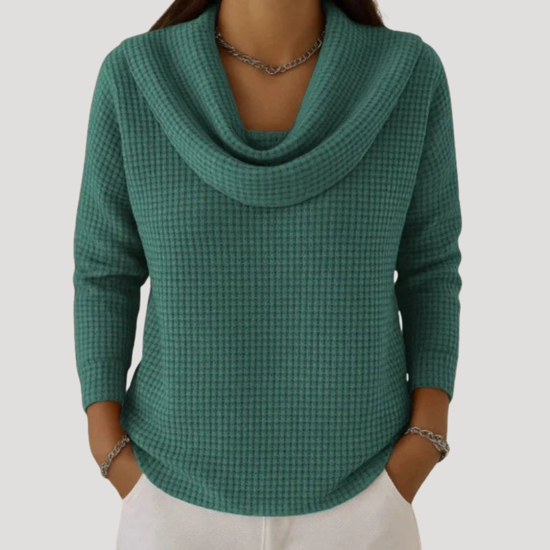 Women's Long Sleeve Draped Neck Comfortable Sweater