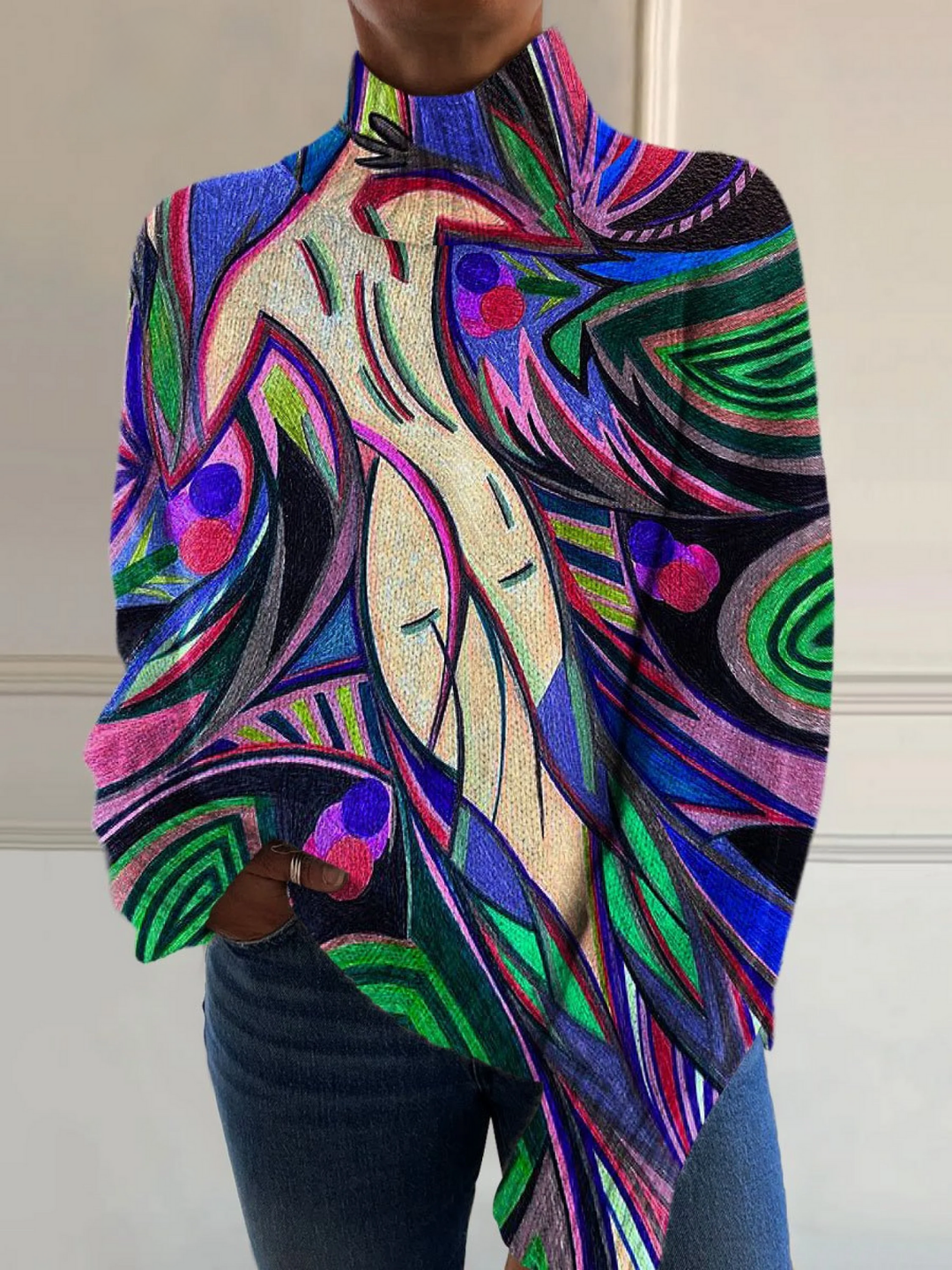 Abstract white and nude back of a retro-style Emma & Rose Cape Town fashion piece, featuring artistic design and soft fabric.