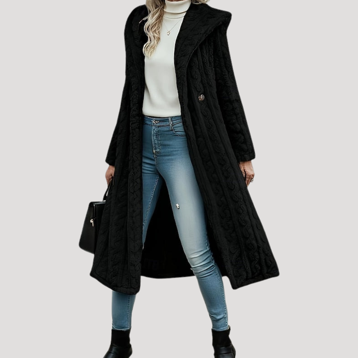 Women's Long Textured Hooded Coat