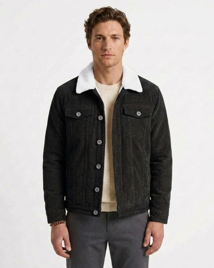 Quilted Jacket with Fine Ribbing for Men