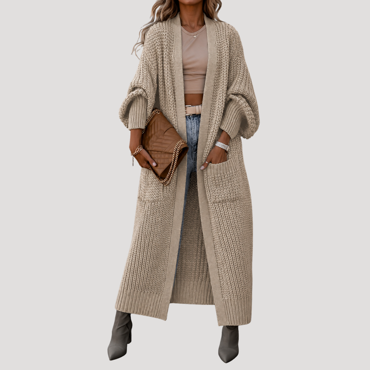 Long Oversized Women's Cardigan with Front Pockets