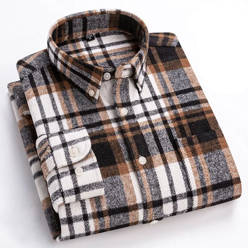 Laurent Monaco Cosy Flannel Check Shirt for Men, view 6 - Elena Harper