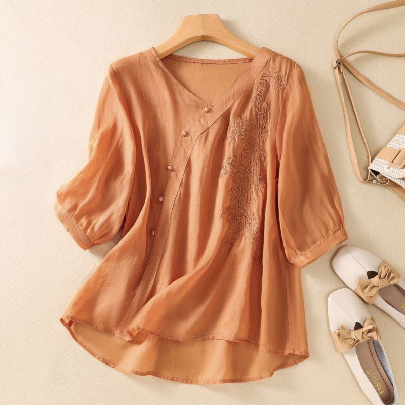 Sue | Elegant Asymmetrical Button Tunic