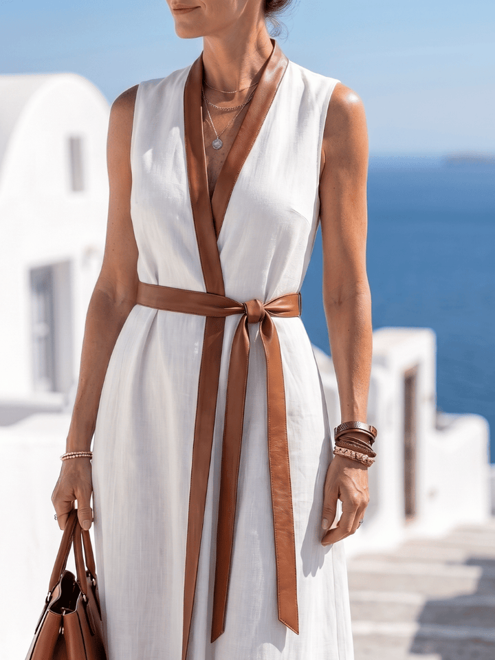 Myra™ Contrast Line Midi Dress by Emma & Rose Cape Town, featuring a stylish midi length dress with contrasting details and a fitted silhouette.