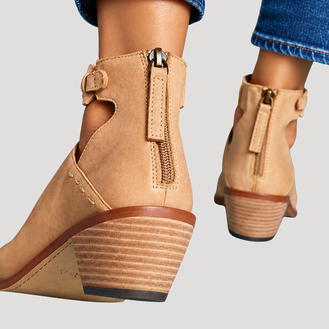 Women's Openwork Ankle Boots with Block Heel