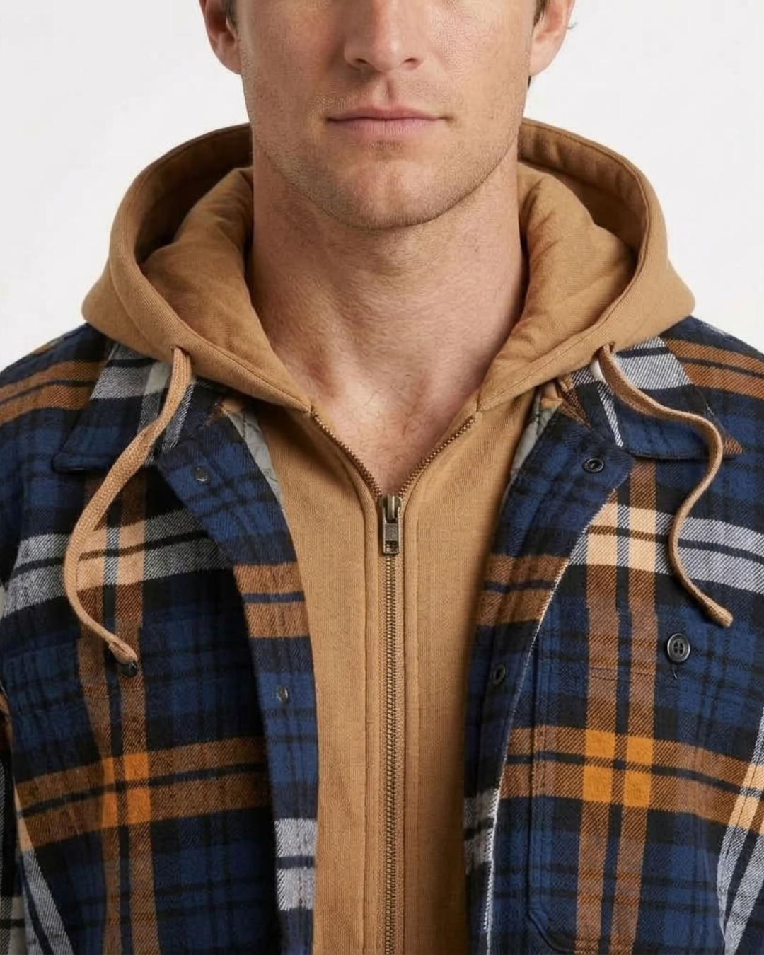 Hooded Zip-Up Checked Jacket