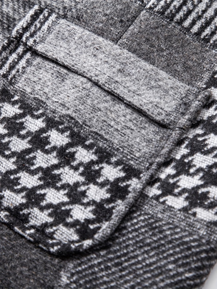 Leo Patchwork Tweed Waistcoat with Herringbone Pattern - Elena Harper