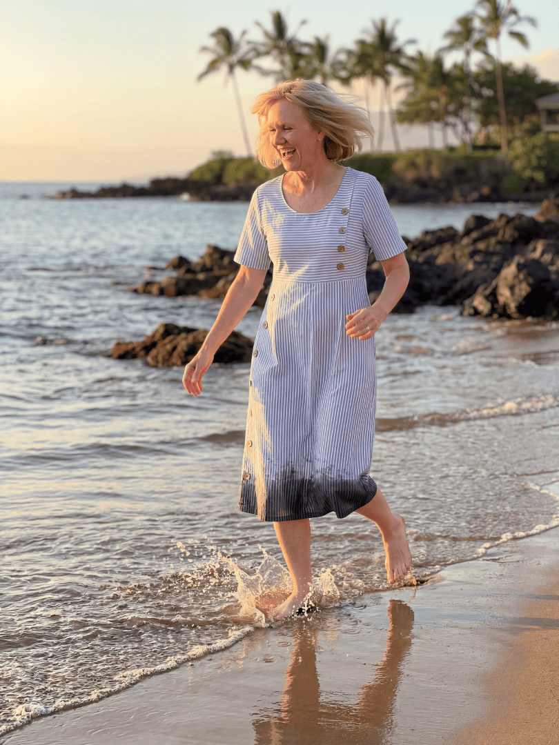 Anela™ Harbor Midi Dress by Emma & Rose Cape Town, featuring a flowing silhouette, lightweight fabric, and stylish midi length.