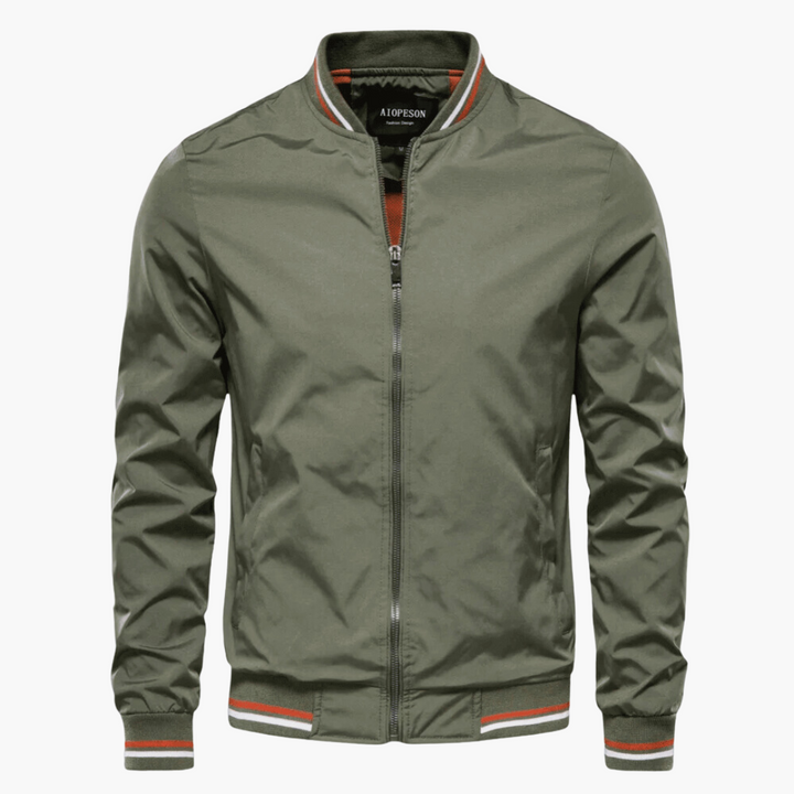 HARRINGTON OXFORD | RIBBED-TRIM ZIP-UP BOMBER JACKET FOR MEN