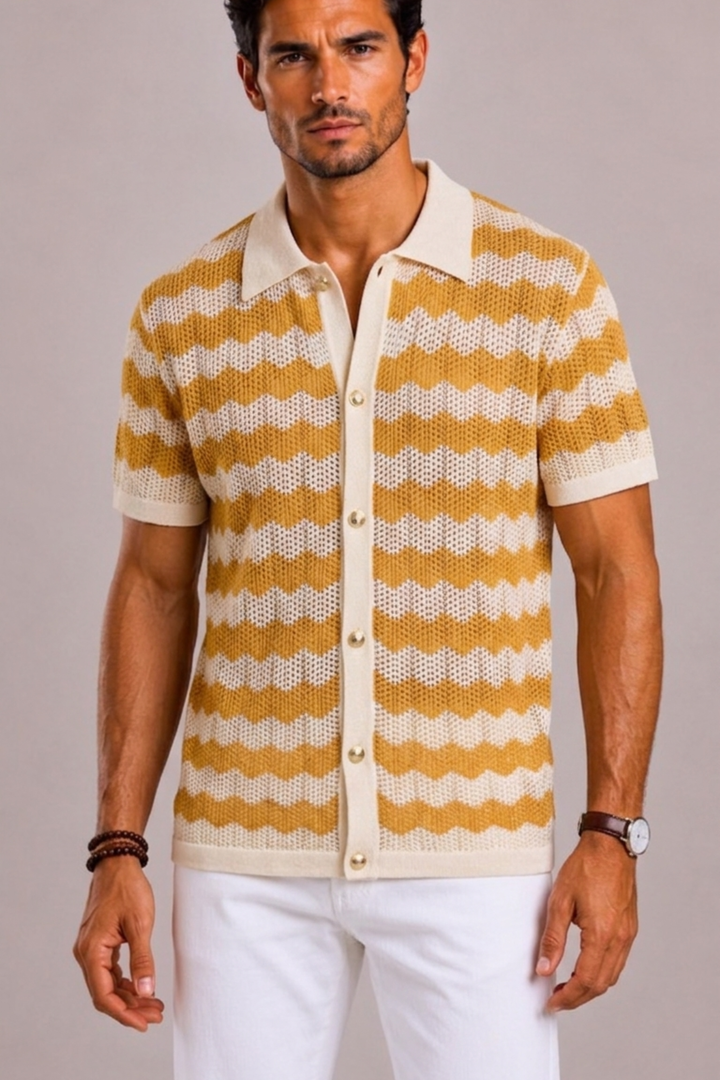 Casual Striped Men's Polo - Elena Harper