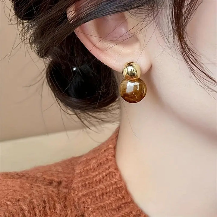 Aurélie Amber Drop Earrings Gold, view 3 - Elena Harper