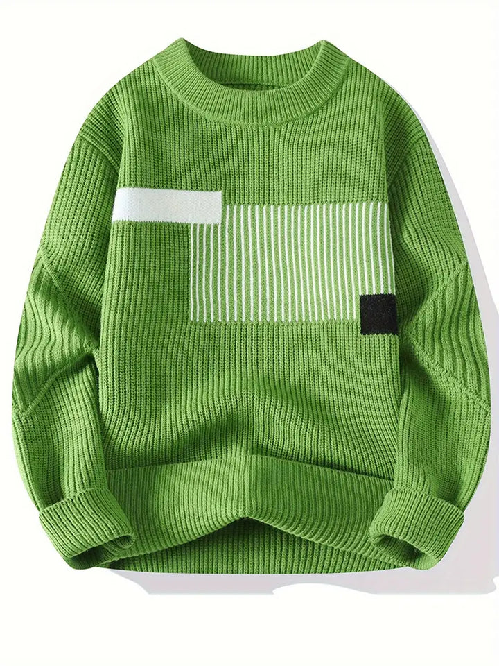 Arlen Elegant Long Sleeve Sweater with Geometric Pattern - Elena Harper