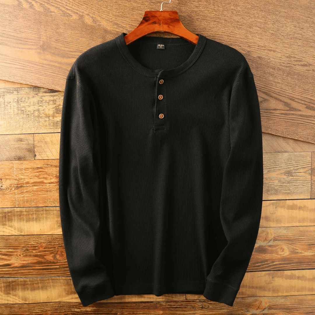 Men's Soft Henley Neck Shirt, view 5 - Elena Harper