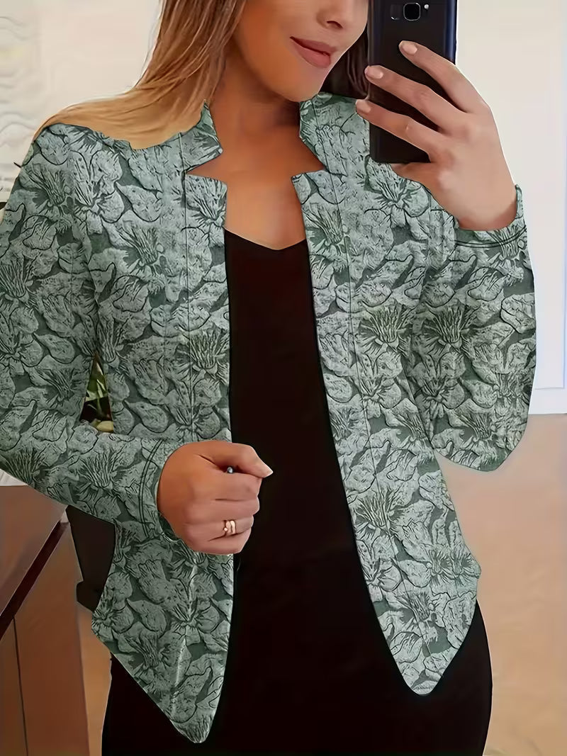 Women's Floral Blazer with Structured Collar