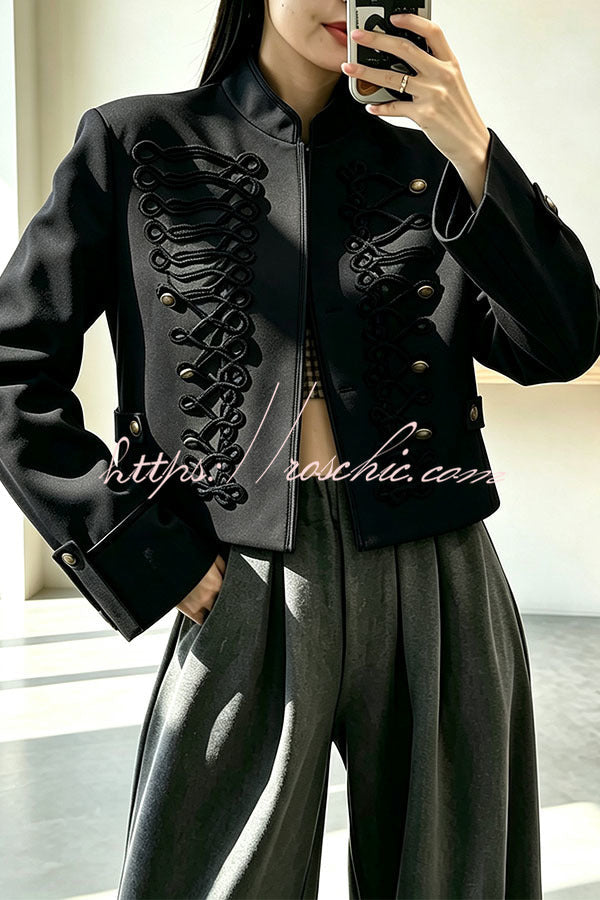 French Romantic Metal Button-down Long Sleeve Napoleon Jacket