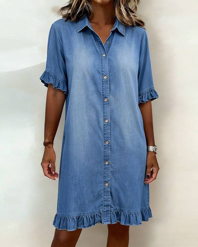 DENIM DRESS WITH BUTTONS FOR WOMEN