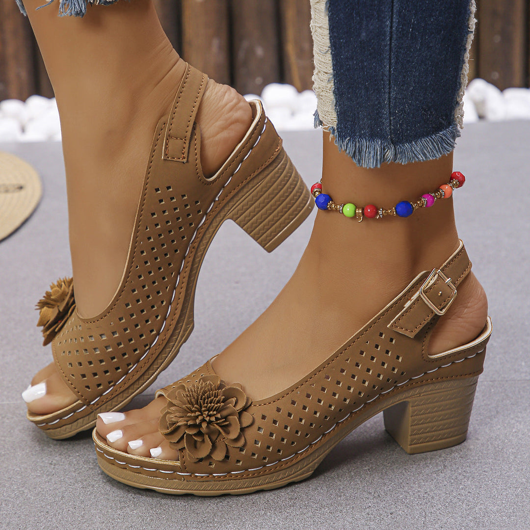 Giona Stylish Floral Wedge Sandals, view 4 - Elena Harper