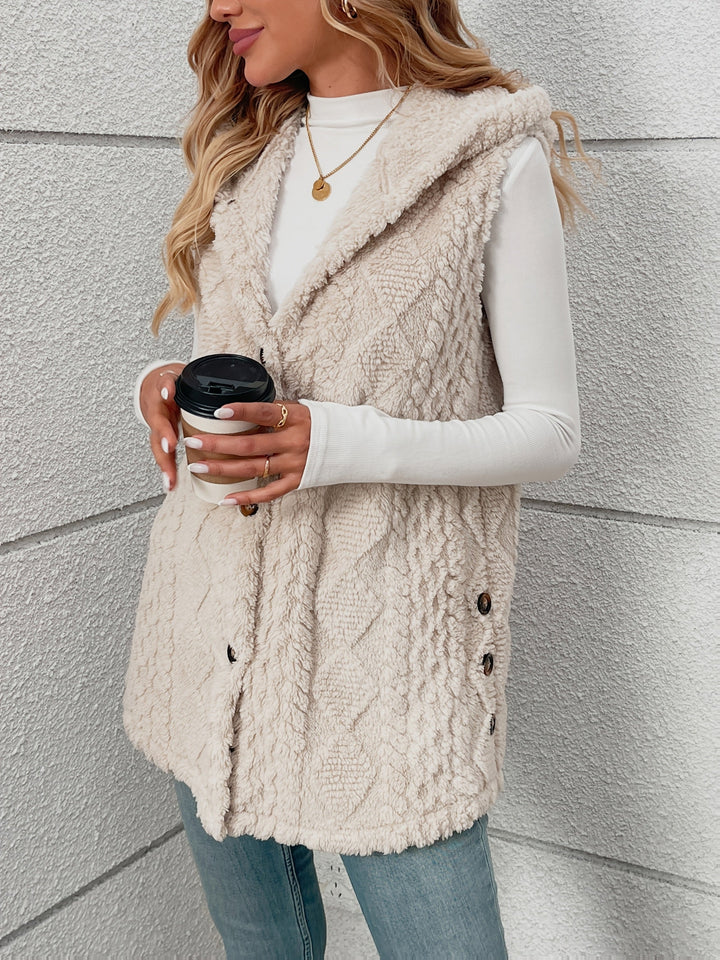Coralie Textured Hooded Gilet, view 5 - Elena Harper