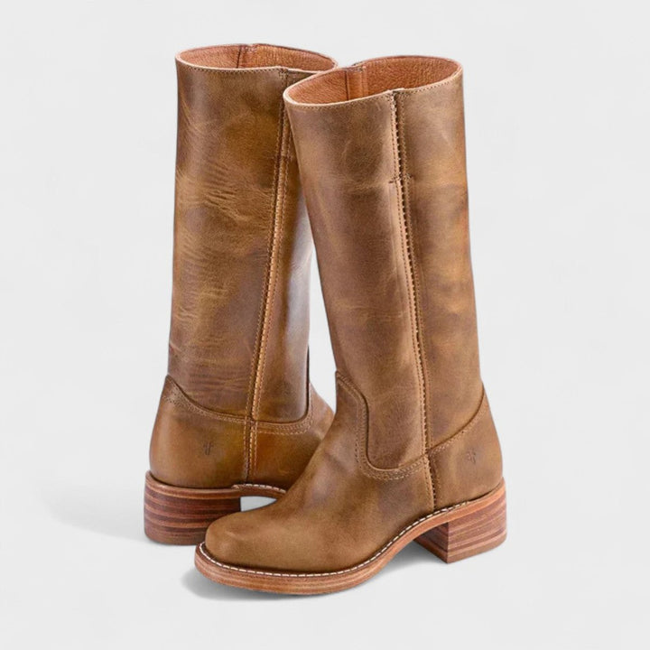 Sienna | Elegant Knee-High Leather Boots with Western Details