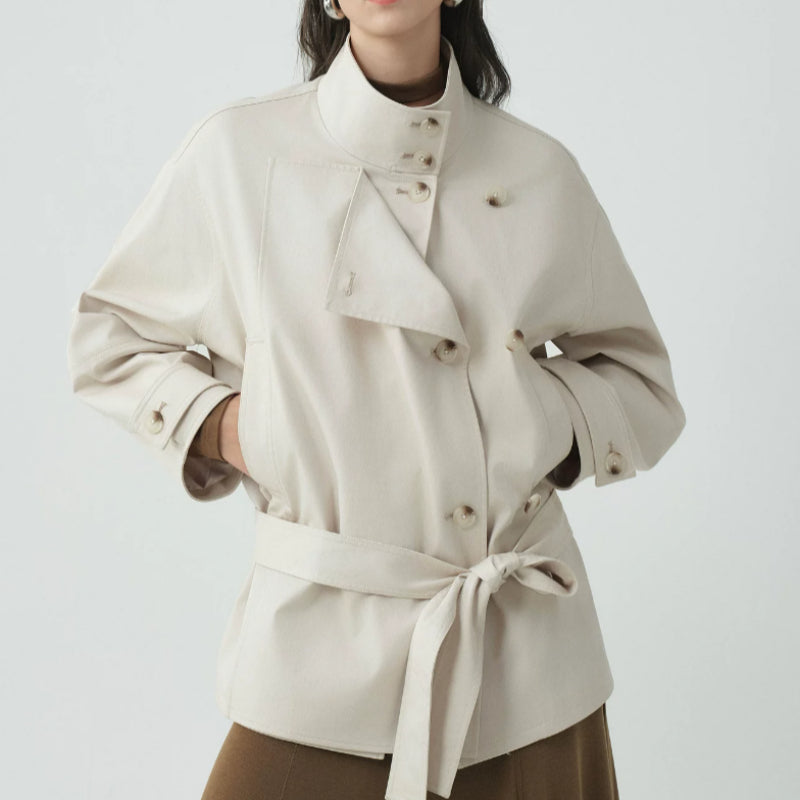 Women's Crossed Jacket with High Collar – Elegant Fitted Style Small Size