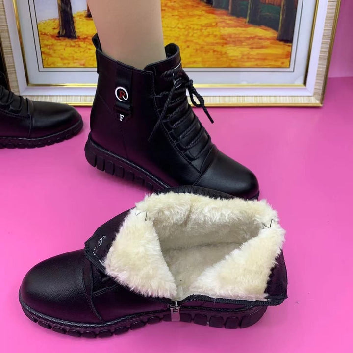 Mayi Leather Winter Ankle Boots, view 3 - Elena Harper