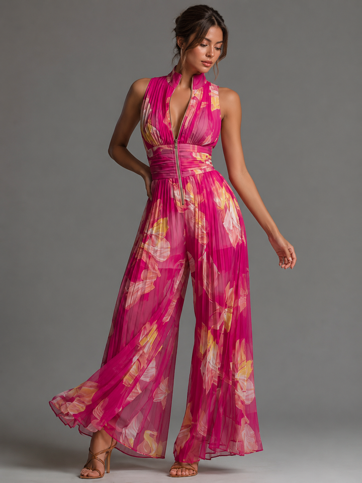 Nicole™ | Elegant Floral Chiffon Jumpsuit