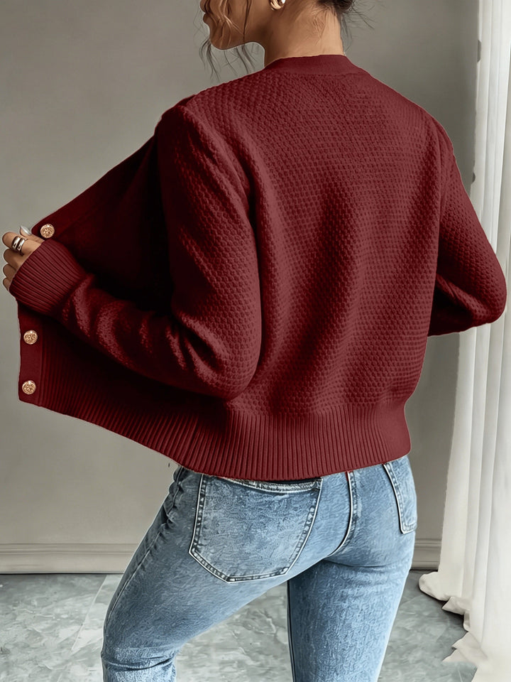 Isabelle - Elegant Twisted Knit Cardigan with Round Neck