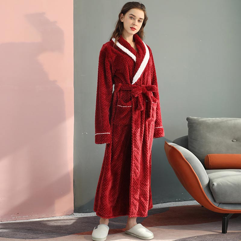 Thick Fleece Warm Unisex Bathrobe Soft and Plush Robe with Belt and Pockets, Winter Pajamas for Men and Women, view 4 - Elena Harper