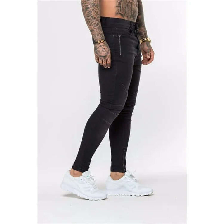 Men's Skinny Biker Jeans with Zippers, view 2 - Elena Harper